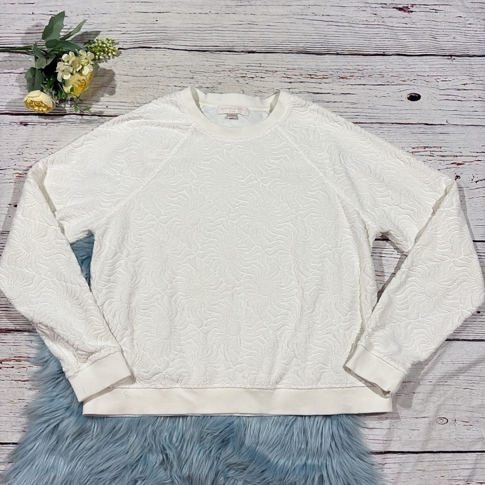 Spiritual Gangster Oversize Cotton Blend Jacquard Terry Sweatshirt White - Picture 2 of 9